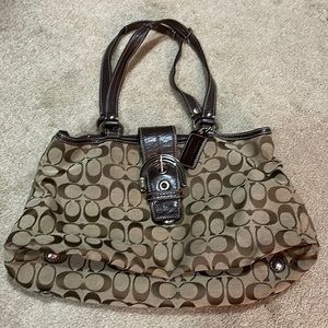 Brown/Tan logo Coach shoulder bag